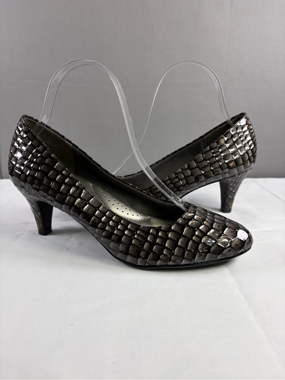 Coach and Four Metallic Bronze Textured Mid Heel Pumps